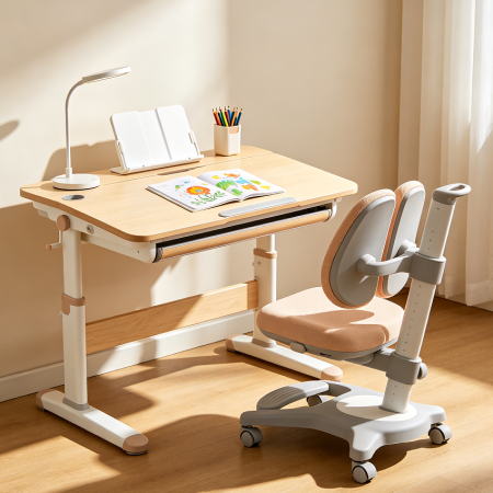 Ergonomic Kids Study Desk Writing Learning Set