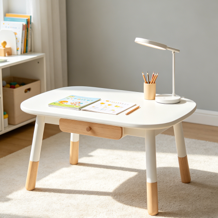 Minimalist White Kids Homework Study Desk