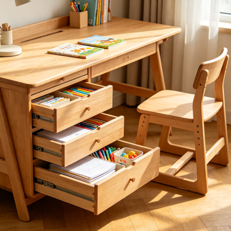 Kids Study Desk With Storage Drawers Organizer