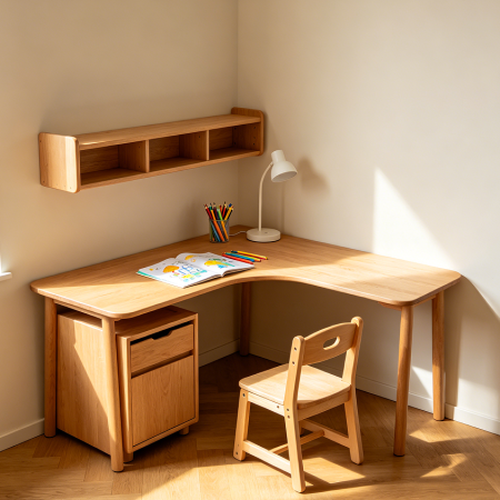 Corner Space Saving Kids Study Desk Unit