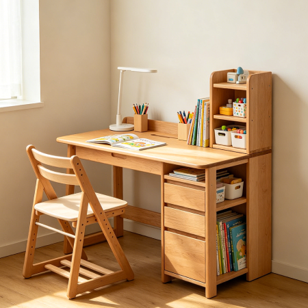 Compact Kids Study Desk With Side Cabinet